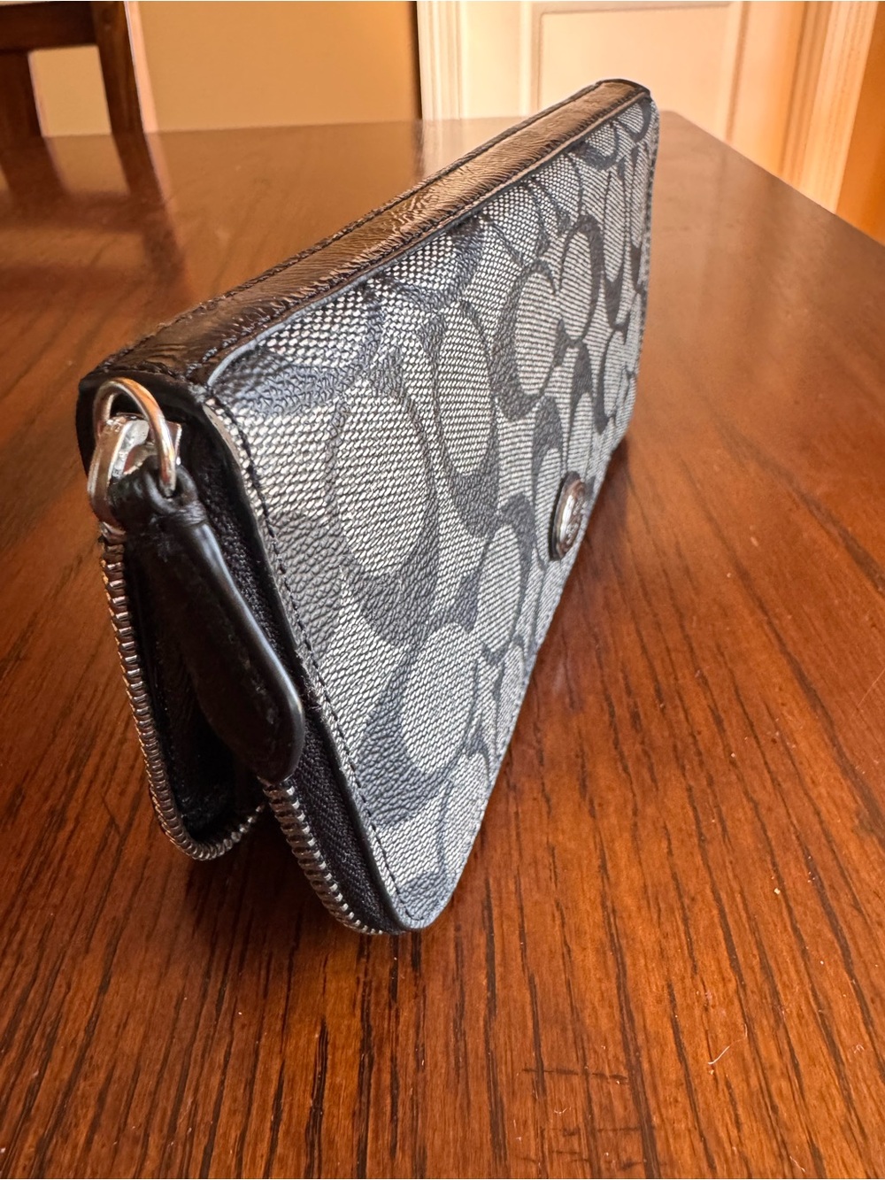 Coach Signature Continental Wallet in Black and Gray - Picture 3 of 3